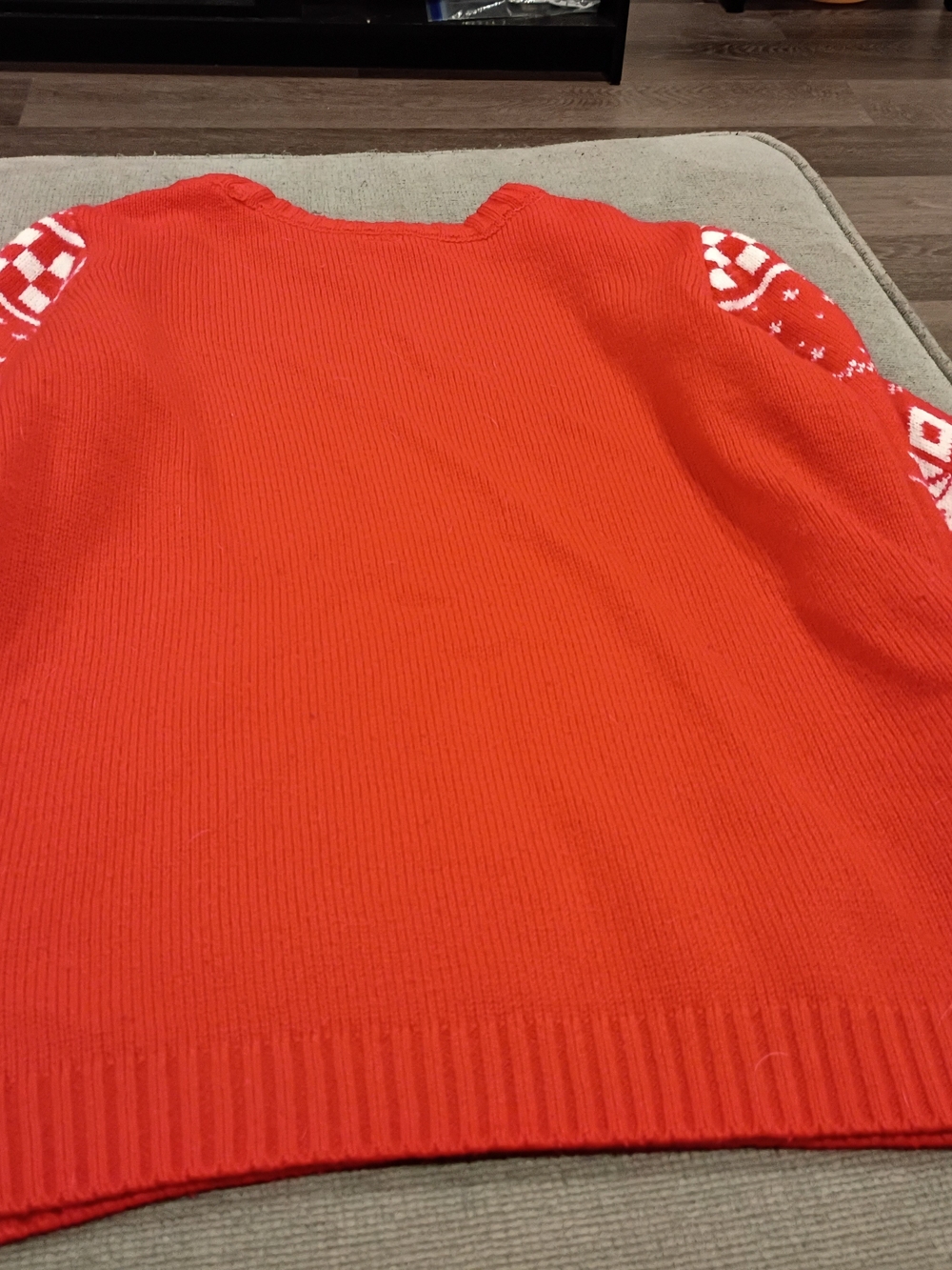 Holiday Time Red and White Santa Crewneck Sweater - Picture 3 of 3